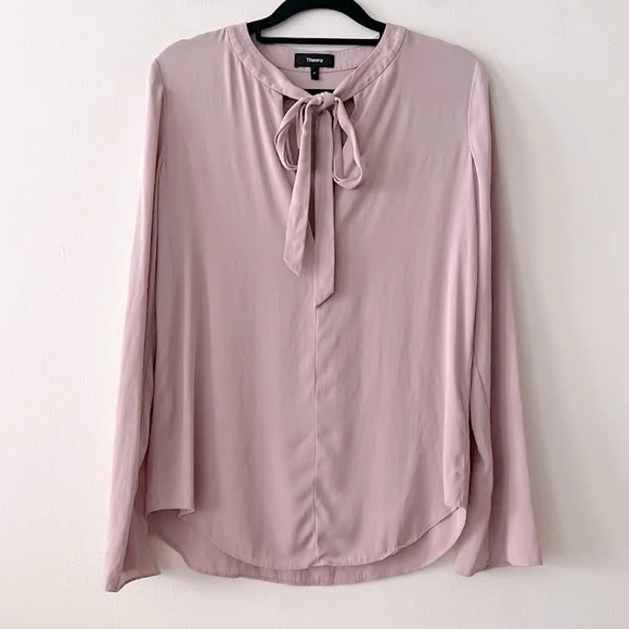 THEORY KIMRY SHEEN SILK TIE-NECK BLOUSE! - Picture 1 of 3